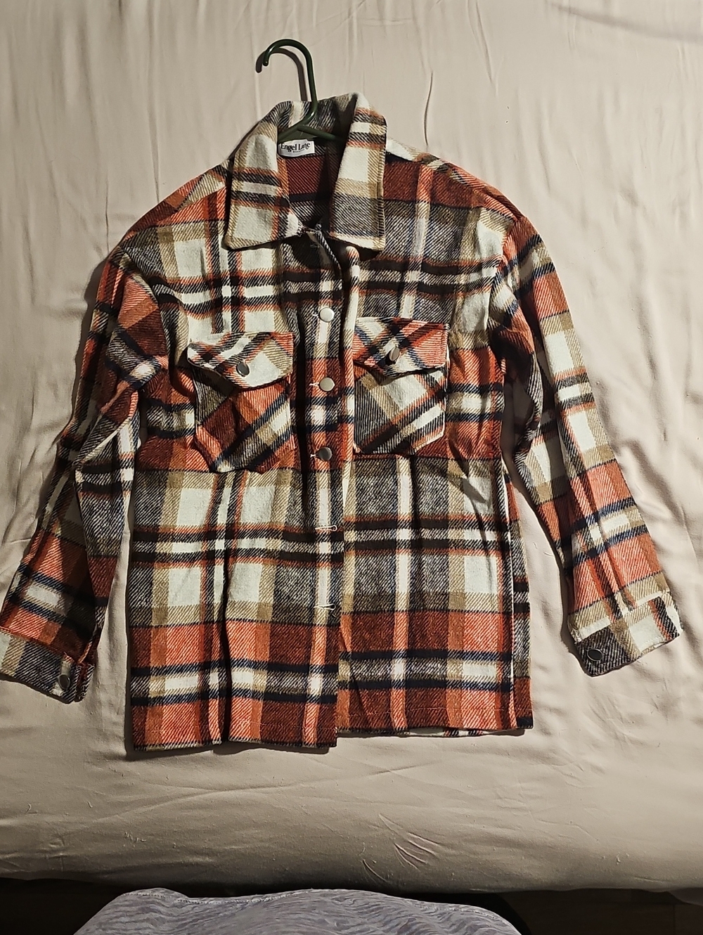 Men's Plaid Button-Up Shacket Jacket - Rust White Black